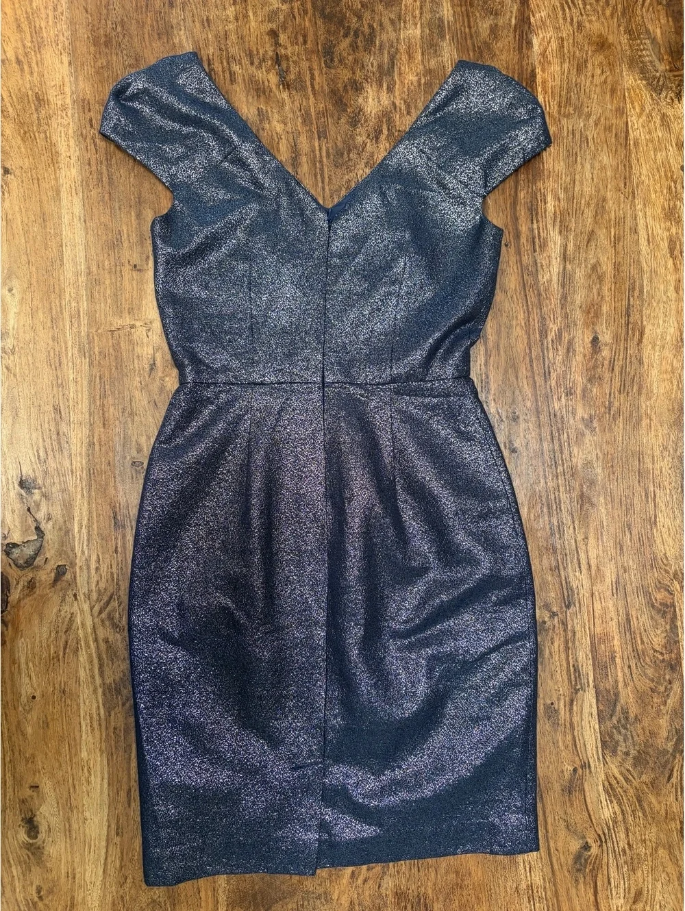 Calvin Klein Blue Gold Metallic Sparkle Cocktail Dress Size 4 - Picture 2 of 5